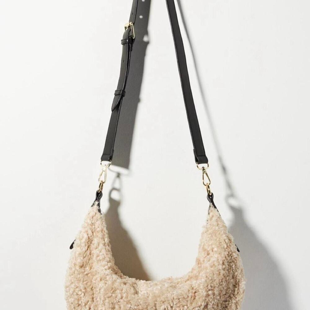 Jules Kae Zola Sherpa Crossbody Bag Anthropologie Cream Teddy Hobo